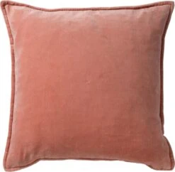 CAITH - Kussenhoes Velvet 100% Katoen 50x50 Cm - Muted Clay - Roze - Exclusief Binnenkussen