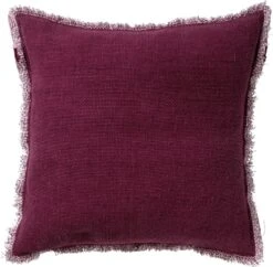 BURTO - Sierkussen Van Gewassen Katoen Red Plum 45x45 Cm - Roze - Inclusief Binnenvulling