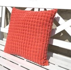 ROME - Kussenhoes Uni 45x45 Cm - Coral - Koraalroze - Exclusief Binnenkussen -Dutch Decor 1200x1178 3