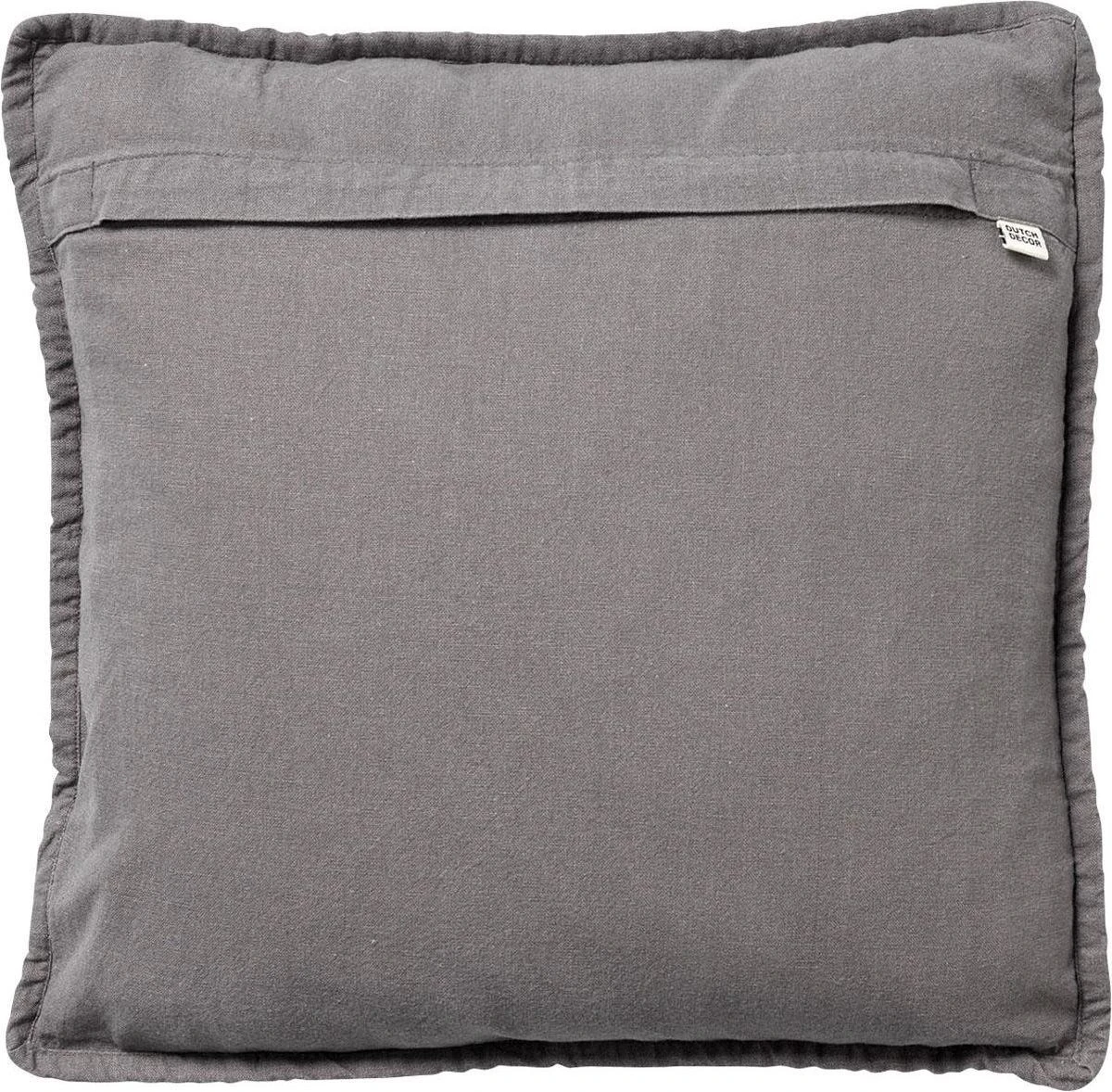 BOWIE - Kussenhoes Gewassen Katoen 45x45 Cm - Charcoal Gray - Antraciet - Exclusief Binnenkussen 3 BOWIE - Kussenhoes Gewassen Katoen 45x45 Cm - Charcoal Gray - Antraciet - Exclusief Binnenkussen - Afbeelding 3