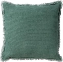 BURTO - Sierkussen Van Gewassen Katoen Jadeite 60x60 Cm - Groen - Inclusief Binnenvulling