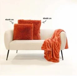 Set Van 2- Dutch Decor FLUFFY - Kussenhoezen Unikleur Potters Clay 60x60 Cm - Oranje -Dutch Decor 1200x1180 25