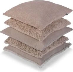 BURTO - Kussenhoes Van Gewassen Katoen Pumice Stone 45x45 Cm - Beige - Met Rits -Dutch Decor 1200x1180 5