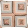 SARITA - Kussenhoes Geborduurd 45x45 Cm - Petrol - Roze - Blauwe Achterkant - 100% Katoen - Met Rits