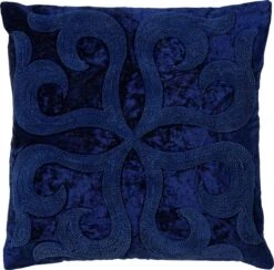 AVALON - Kussenhoes Velvet 45x45 Cm Insignia Blue - Blauw - Exclusief Binnenkussen