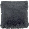 FLUFFY - Kussenhoes Unikleur 45x45 Cm - Charcoal Gray - Antraciet - Exclusief Binnenkussen