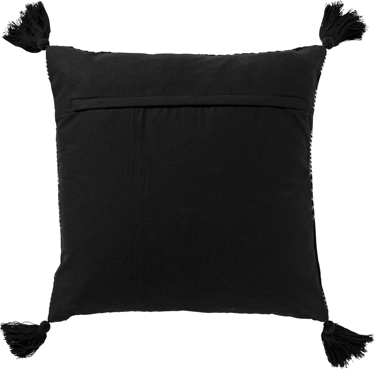 TAMAR - Sierkussen Katoen 45x45 Cm - Raven - Zwart - Kussentje Met Flosjes - Inclusief Binnenvulling 2 TAMAR - Sierkussen Katoen 45x45 Cm - Raven - Zwart - Kussentje Met Flosjes - Inclusief Binnenvulling - Afbeelding 2