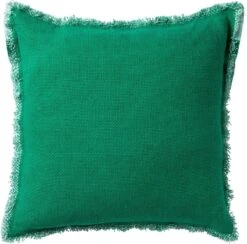 BURTO - Sierkussen Van Gewassen Katoen Emerald 60x60 Cm - Groen - Inclusief Binnenkussen