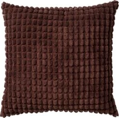 ROME - Kussenhoes Uni 45x45 Cm - Rocky Road - Donkerbruin - Exclusief Binnenkussen