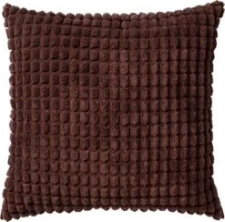 ROME - Sierkussen Uni 45x45 Cm - Rocky Road - Donkerbruin - Inclusief Binnenvulling
