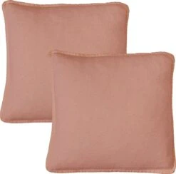 Set Van 2 Kussenhoezen - Dutch Decor BOWIE - 45x45 Cm - Unikleur Katoen - Muted Clay - Roze