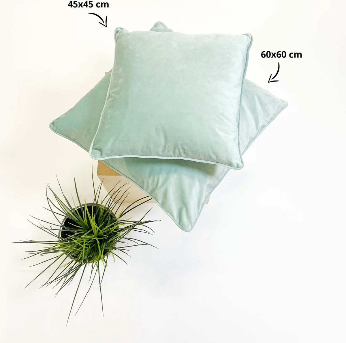 FINN - Kussenhoes Velvet 60x60 Cm - Jadeite - Lichtgroen - Exclusief Binnenkussen 5 FINN - Kussenhoes Velvet 60x60 Cm - Jadeite - Lichtgroen - Exclusief Binnenkussen - Afbeelding 5