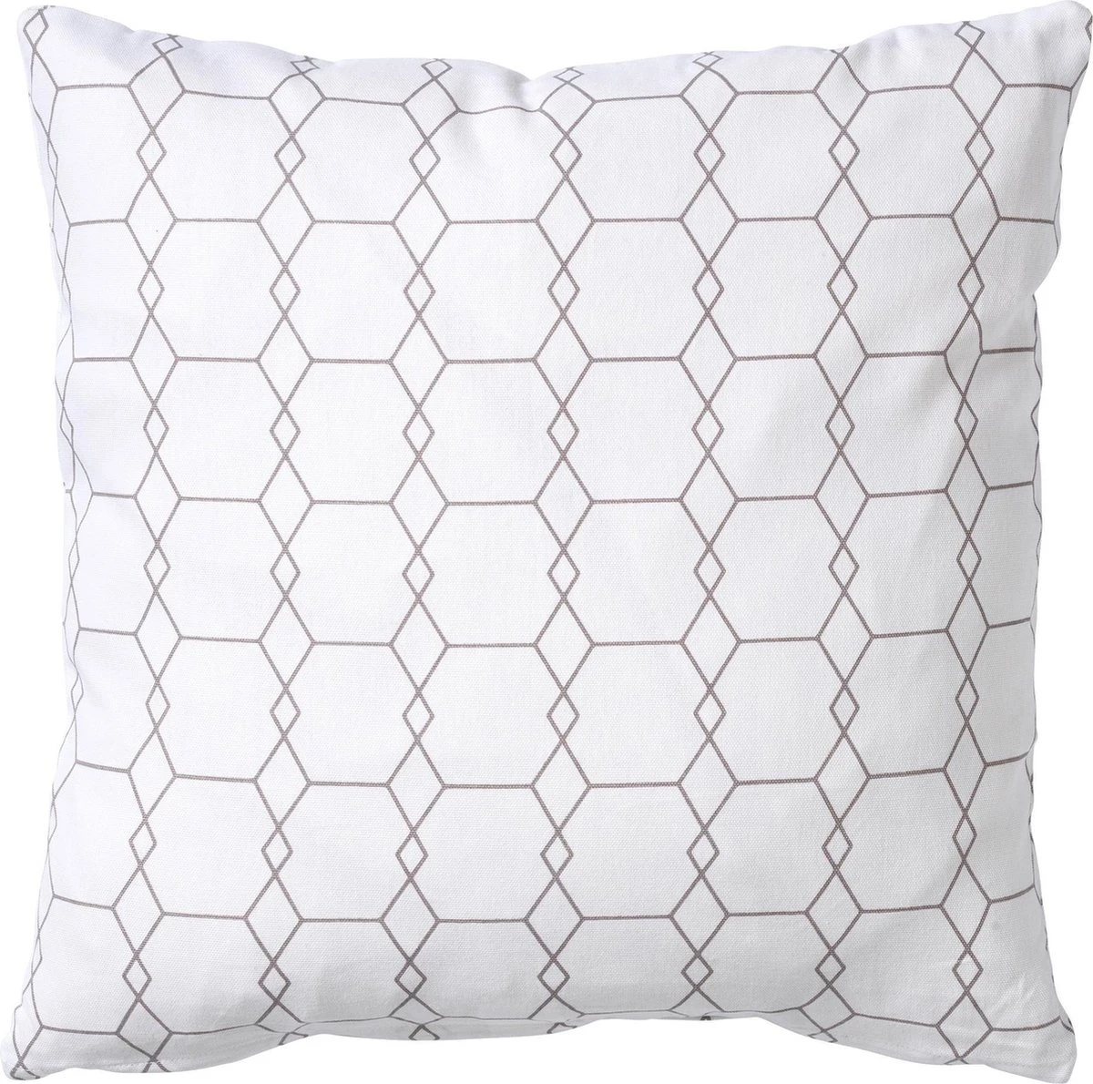 SQUARE - Kussenhoes Katoen 45x45 Cm - Wit Met Taupe Grafisch Patroon - 100% Katoen - Met Rits 1 SQUARE - Kussenhoes Katoen 45x45 Cm - Wit Met Taupe Grafisch Patroon - 100% Katoen - Met Rits