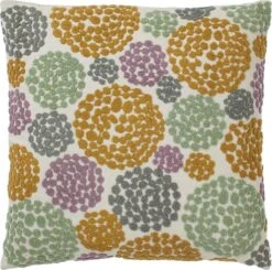 UWING - Sierkussen 45x45 Cm - Zand - Beige - Geel - Paars - Groen - Streepjes - Inclusief Binnenkussen