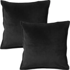 Set Van 2 Sierkussens - Dutch Decor CAITH - 50x50 Cm - Velvet - Raven - Zwart – Unikleur – Inclusief Binnenkussens