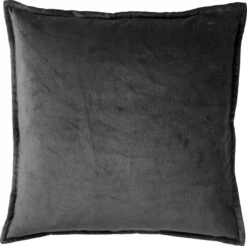 CAITH - Kussenhoes Velvet 100% Katoen 50x50 Cm - Charcoal Gray - Antraciet - Exclusief Binnenkussen