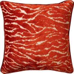 ZABRINA - Kussenhoes 45x45 Cm - Velvet - Potters Clay - Oranje - Met Zebra Strepen - Exclusief Binnenkussen
