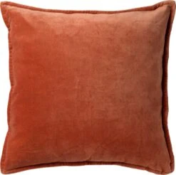 CAITH - Kussenhoes Velvet 100% Katoen 50x50 Cm - Potters Clay - Oranje / Terracotta - Exclusief Binnenkussen