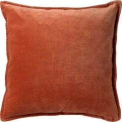 Set Van 2 Sierkussens - Dutch Decor CAITH - 50x50 Cm - Velvet - Potters Clay - Oranje – Unikleur – Inclusief Binnenkussens