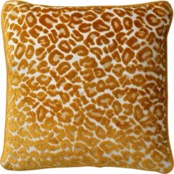 LEONA - Kussenhoes Velvet 45x45 Cm - Golden Glow - Geel - Panterprint - Exclusief Binnenkussen