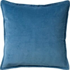 CAITH - Kussenhoes Velvet 100% Katoen 50x50 Cm - Provincial Blue - Lichtblauw - Exclusief Binnenkussen