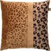 BAILEY - Sierkussen Velvet 45x45 Cm Tobacco Brown - Bruin - Panterprint - Inclusief Binnenvulling