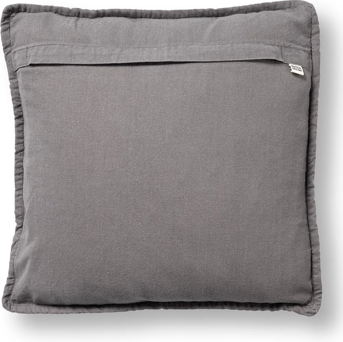 BOWIE - Kussenhoes Gewassen Katoen 45x45 Cm - Charcoal Gray - Antraciet - Exclusief Binnenkussen 2 BOWIE - Kussenhoes Gewassen Katoen 45x45 Cm - Charcoal Gray - Antraciet - Exclusief Binnenkussen - Afbeelding 2