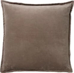 CAITH - Kussenhoes Velvet 100% Katoen 50x50 Cm - Driftwood - Taupe - Exclusief Binnenkussen