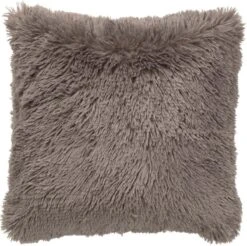 FLUFFY - Sierkussen Unikleur 45x45 Cm - Driftwood - Taupe - Inclusief Binnenvulling