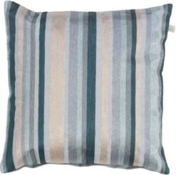 ERIK - Kussenhoes 45x45 Cm - Mist - Lichtgrijs - Beige - Blauw - Streepjes - Exclusief Binnenkussen