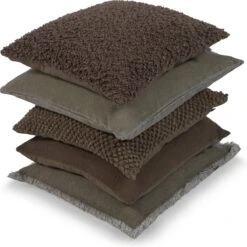 BURTO - Kussenhoes Van Gewassen Katoen Olijf 45x45 Cm - Groen - Exclusief Binnenkussen -Dutch Decor 1200x1198 12