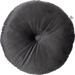 Dutch Decor - OLLY - Sierkussen Rond Velvet 40 Cm - Charcoal Gray - Antraciet