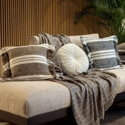 Dutch Decor - ELODIE - Plaid 140x180 Cm - Charcoal Gray - Taupe / Grijs / Beige - Geometrisch Patroon - Franjes - Deken -Dutch Decor 1200x1199 101