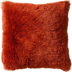 FLUFFY - Kussenhoes Unikleur 45x45 Cm - Potters Clay - Oranje - Exclusief Binnenkussen