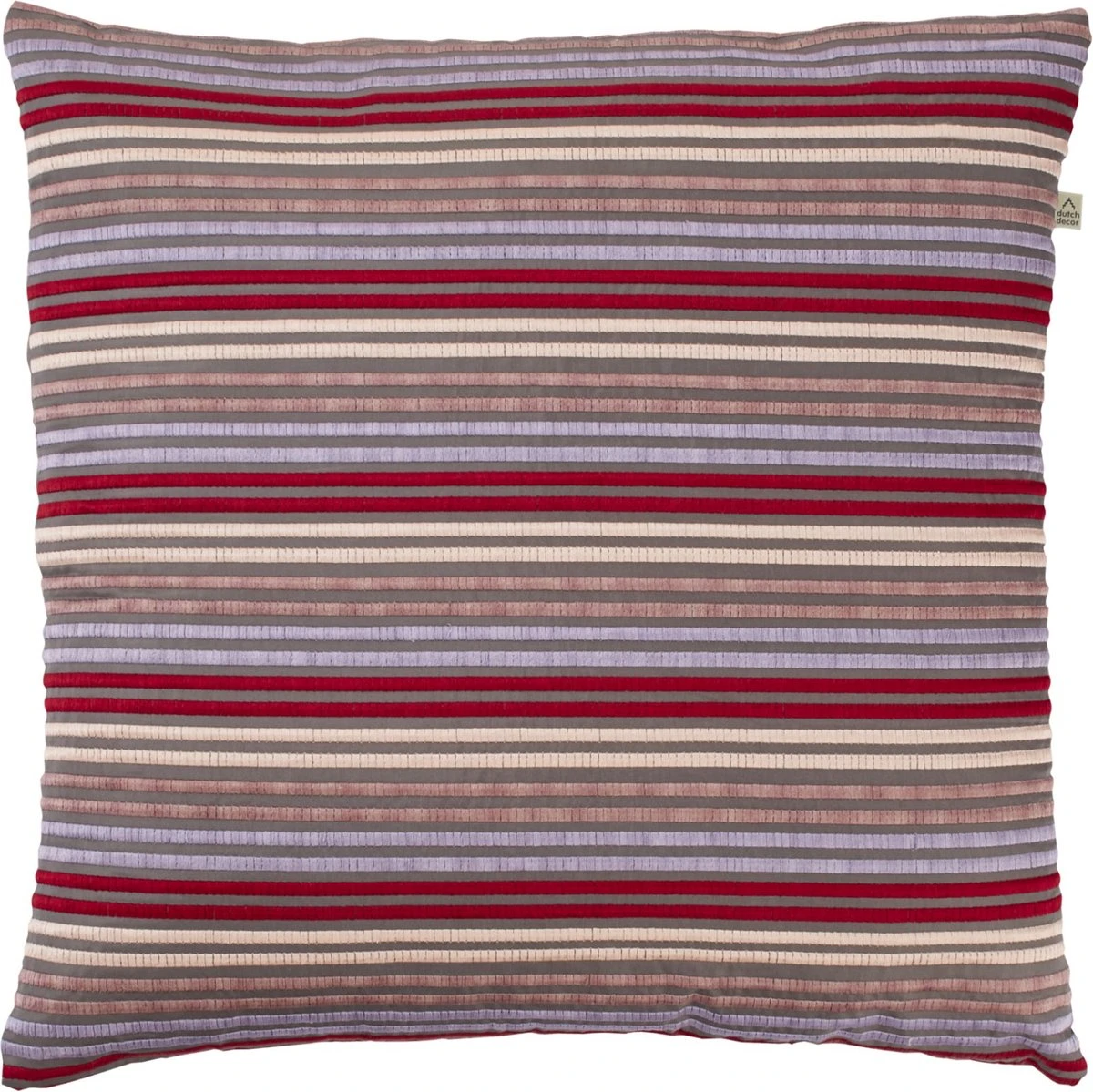 LYRECO - Kussenhoes 45x45 Cm - Donkergrijs - Paars - Rood - Beige - Streepjes - Exclusief Binnenkussen 1 LYRECO - Kussenhoes 45x45 Cm - Donkergrijs - Paars - Rood - Beige - Streepjes - Exclusief Binnenkussen