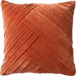 GIDI - Kussenhoes Velvet 45x45 Cm - Potters Clay - Oranje - Exclusief Binnenkussen
