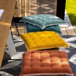 Dutch Decor - BURTO - Stoelkussen Van Gewassen Katoen Golden Glow 40x40 Cm - Geel - Zitkussen -Dutch Decor 1200x1200 1115