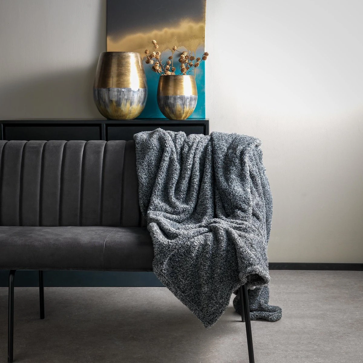 Dutch Decor - OSCAR - Plaid Charcoal Gray 140x180 Cm - Grijs - Deken 3 Dutch Decor - OSCAR - Plaid Charcoal Gray 140x180 Cm - Grijs - Deken - Afbeelding 3