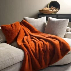 Dutch Decor - ZINZI - Plaid Unikleur 140x180 Cm Potters Clay - Oranje - Deken -Dutch Decor 1200x1200 1203