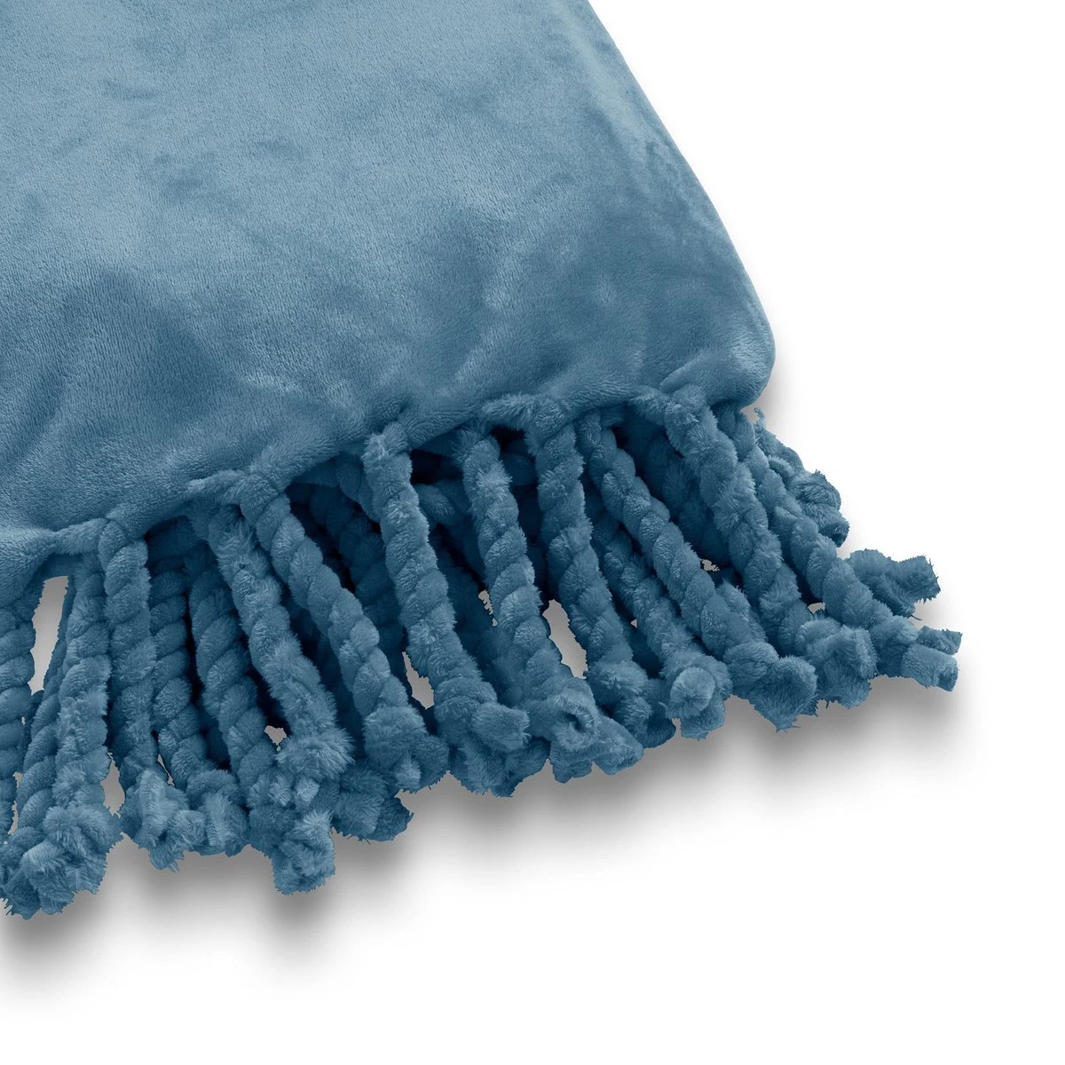 Dutch Decor - FLORIJN - Plaid Fleece 150x200 Cm - Provincial Blue - Blauw - Superzacht - Met Franjes - Deken 4 Dutch Decor - FLORIJN - Plaid Fleece 150x200 Cm - Provincial Blue - Blauw - Superzacht - Met Franjes - Deken - Afbeelding 4