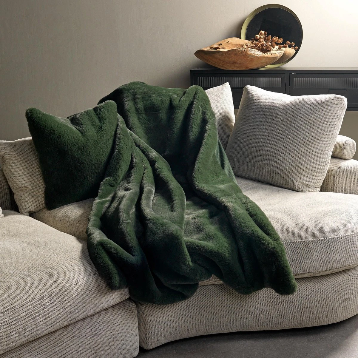 Dutch Decor - ZINZI - Plaid Unikleur 140x180 Cm Mountain View - Groen - Deken 3 Dutch Decor - ZINZI - Plaid Unikleur 140x180 Cm Mountain View - Groen - Deken - Afbeelding 3