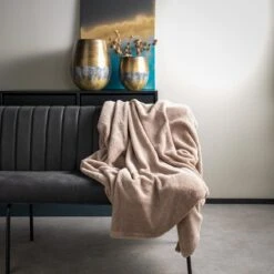 Dutch Decor - OSCAR - Plaid Tobacco Brown 140x180 Cm - Bruin - Deken