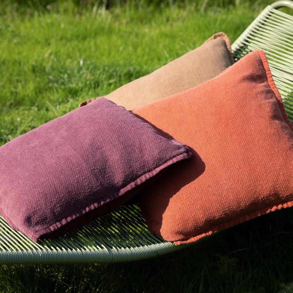 BOWIE - Kussenhoes Gewassen Katoen 45x45 Cm - Merlot - Rood - Met Rits 4 BOWIE - Kussenhoes Gewassen Katoen 45x45 Cm - Merlot - Rood - Met Rits - Afbeelding 4