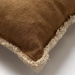 BURTO - Sierkussen Van Gewassen Katoen Tobacco Brown 60x60 Cm - Bruin - Inclusief Binnenvulling -Dutch Decor 1200x1200 565