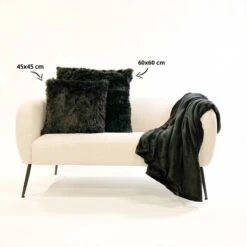 FLUFFY - Sierkussen Unikleur 45x45 Cm - Raven - Zwart - Inclusief Binnenvulling -Dutch Decor 1200x1200 659