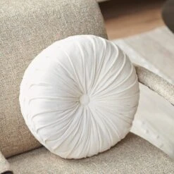 Dutch Decor - KAJA - Sierkussen Rond Velvet 40 Cm - Snow White - Wit -Dutch Decor 1200x1200 813