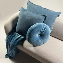 BURTO - Kussenhoes Van Gewassen Katoen Provincial Blue 60x60 Cm - Blauw - Met Rits -Dutch Decor 1200x1200 94