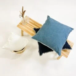 BURTO - Kussenhoes Van Gewassen Katoen Provincial Blue 60x60 Cm - Blauw - Met Rits -Dutch Decor 1200x1200 96