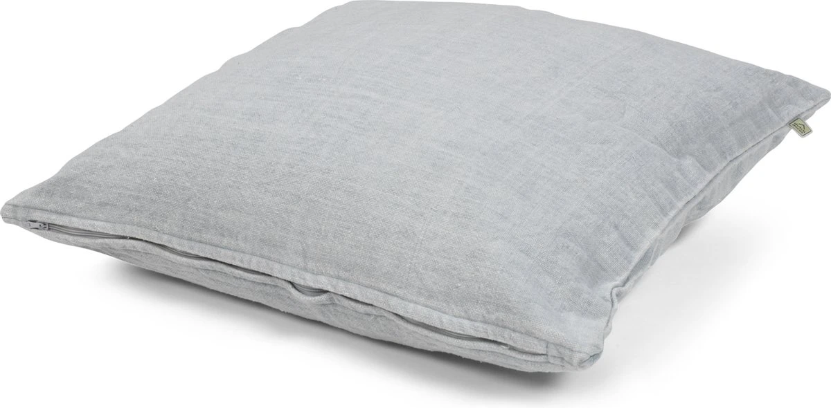 ANNA - Kussenhoes Gewassen Katoen 50x50 Cm Mist - Grijs - Effen - Exclusief Binnenkussen 3 ANNA - Kussenhoes Gewassen Katoen 50x50 Cm Mist - Grijs - Effen - Exclusief Binnenkussen - Afbeelding 3