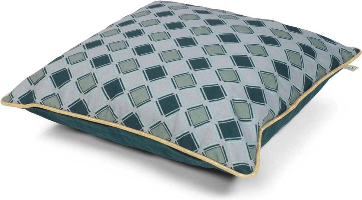 RUBEN - Kussenhoes Katoen - 45x45 Cm - Smaragd Groen - Met Goudkleurige Bies - Met Rits 4 RUBEN - Kussenhoes Katoen - 45x45 Cm - Smaragd Groen - Met Goudkleurige Bies - Met Rits - Afbeelding 4